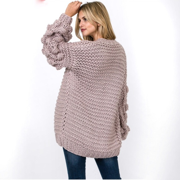 Handmade Cable Knit Chunky Open Cardigan Sweater - Picture 7 of 8